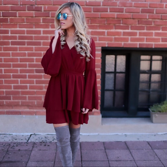 Last 1!! SMALL flirty fun wine colored party dress - Picture 5 of 8